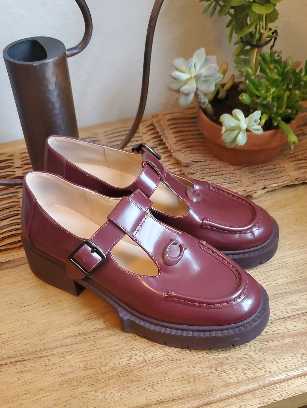 Coach Liv Mary Jane In A Merlot Colorway Platform Womens 6